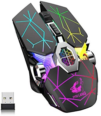 Wireless Gaming Mouse, Adjustable DPI, Ergonomic, Color Lights, Rechargeable